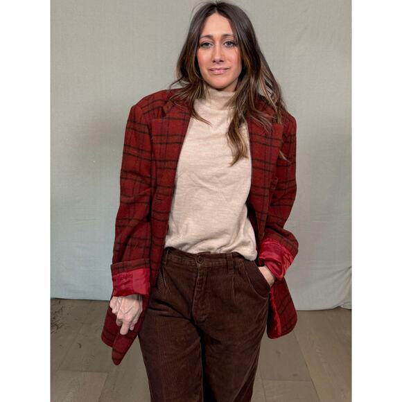 Vintage red plaid wool blaze - Picture 2 of 9